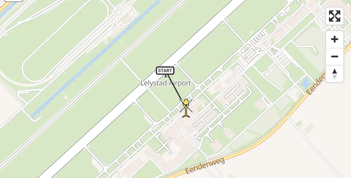 Routekaart van de vlucht: Traumahelikopter naar Lelystad Airport, Emoeweg