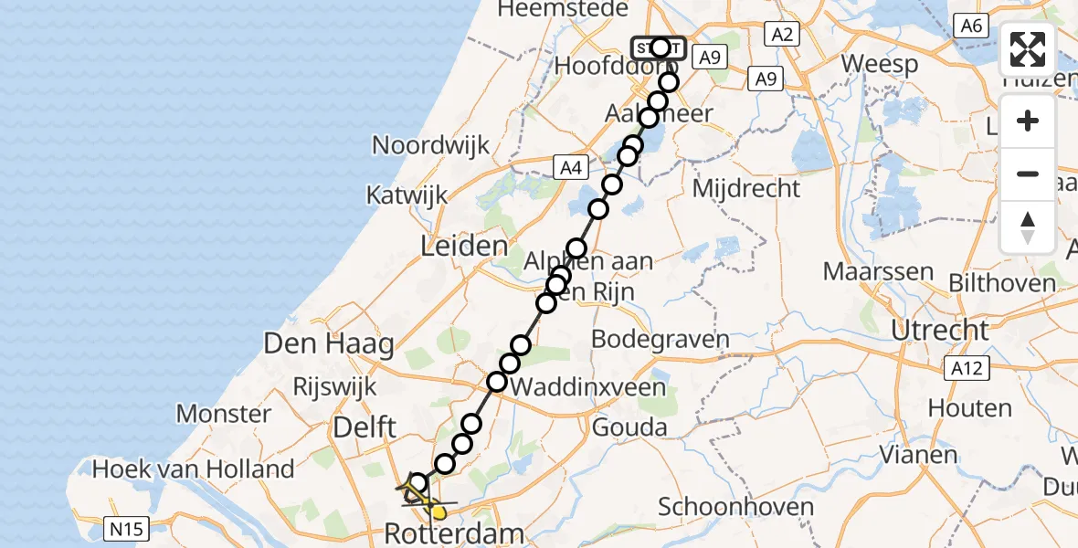 Routekaart van de vlucht: Lifeliner 2 naar Rotterdam The Hague Airport, Vriezenweg