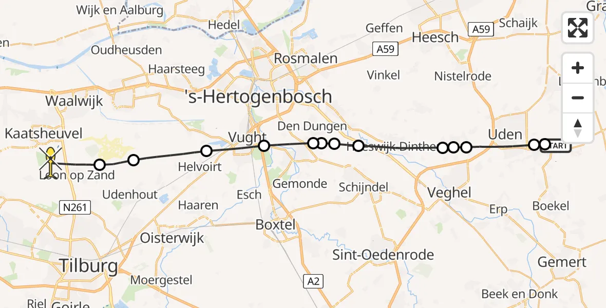 Routekaart van de vlucht: Lifeliner 3 naar Loon op Zand, Frontstraat