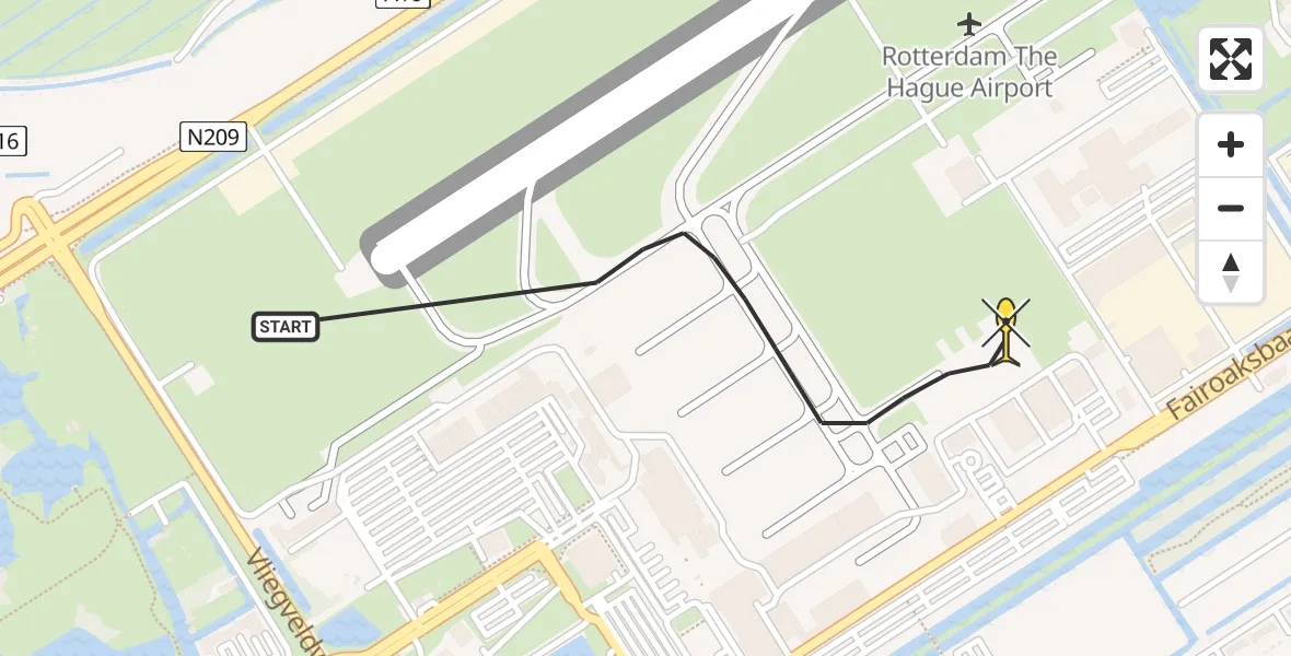 Routekaart van de vlucht: Politiehelikopter naar Rotterdam The Hague Airport, Arlandabaan Platformzijde