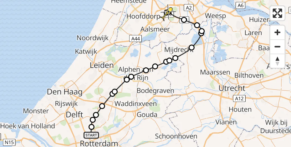 Routekaart van de vlucht: Politieheli naar Schiphol, Doenkadepad