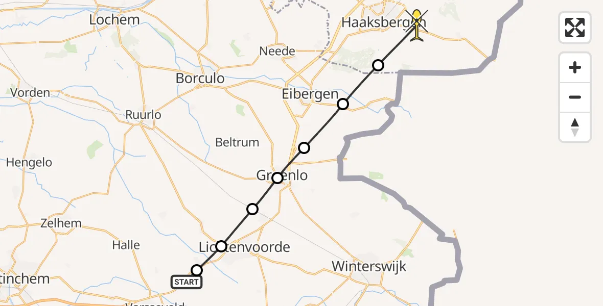 Routekaart van de vlucht: Lifeliner 3 naar Haaksbergen, Varsseveldseweg