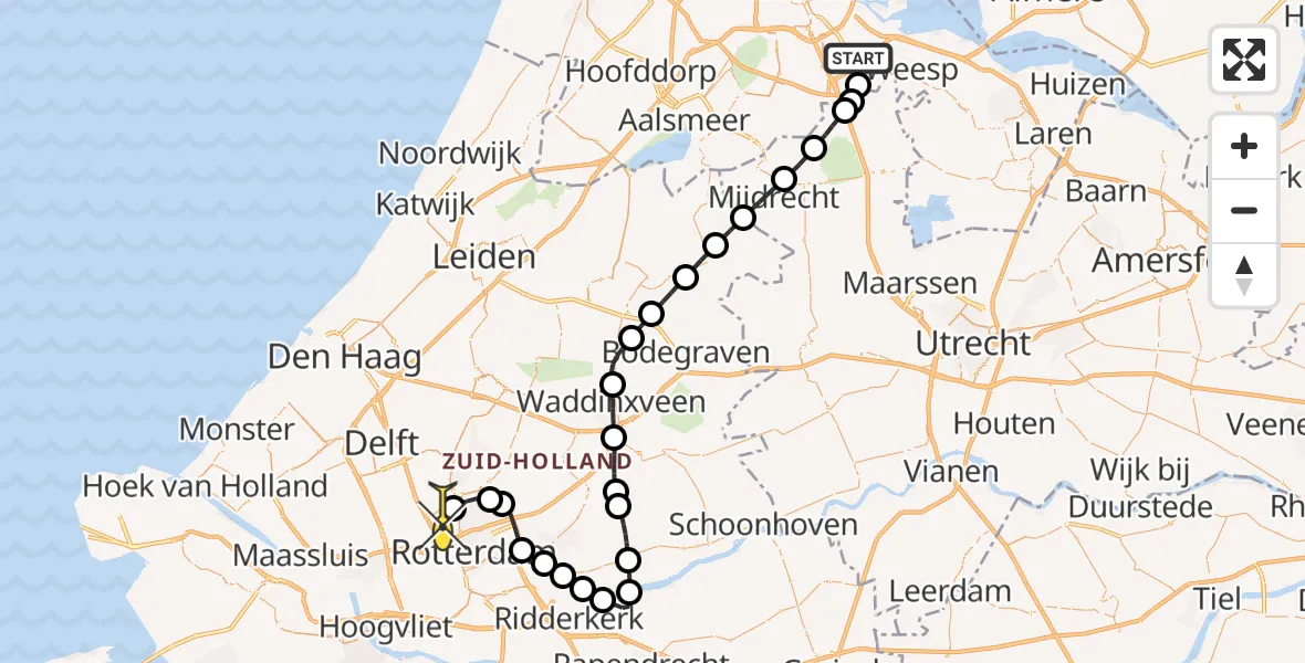 Routekaart van de vlucht: Lifeliner 2 naar Rotterdam The Hague Airport, Leerdamhof