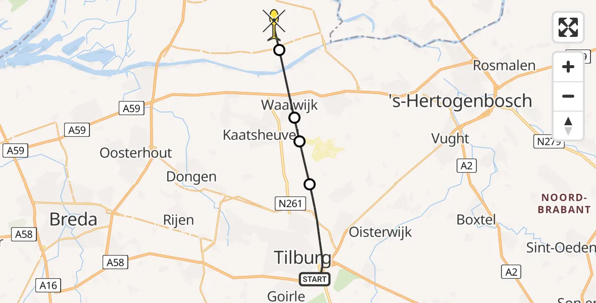 Routekaart van de vlucht: Lifeliner 1 naar Babyloniënbroek, Ut Rooie Bietje