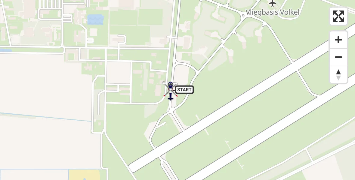 Vluchtroute Politiehelikopter van Vliegbasis Volkel naar Vliegbasis Volkel
