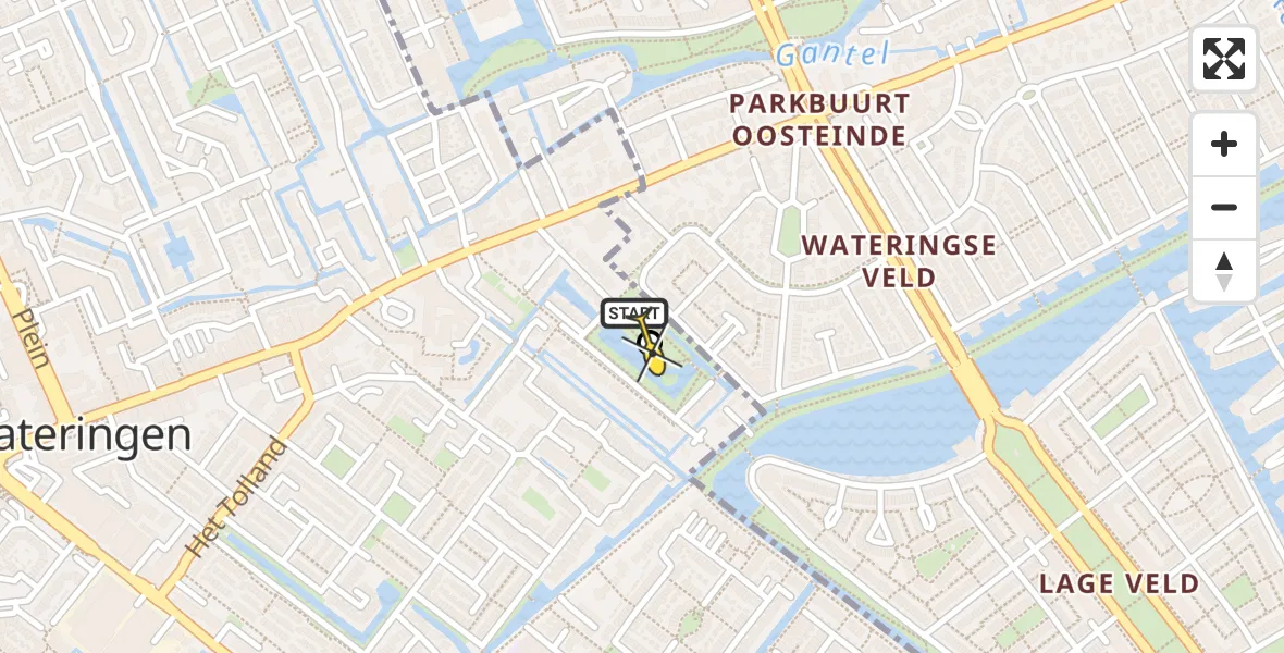 Routekaart van de vlucht: Lifeliner 2 naar Wateringen, Waterlandsingel