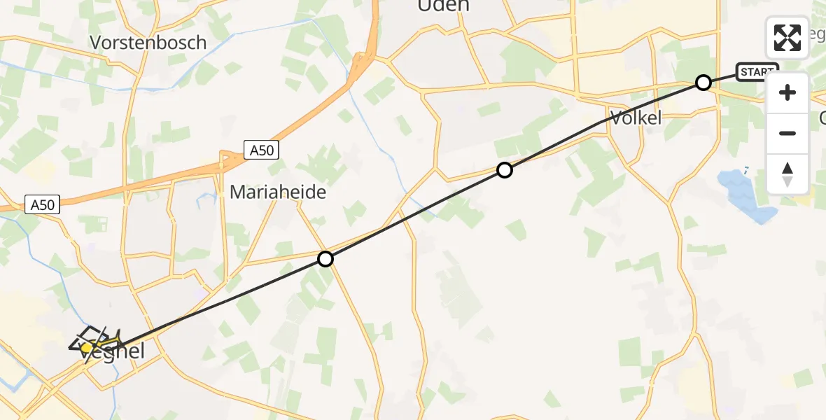 Routekaart van de vlucht: Lifeliner 3 naar Veghel, Heuvelstraat