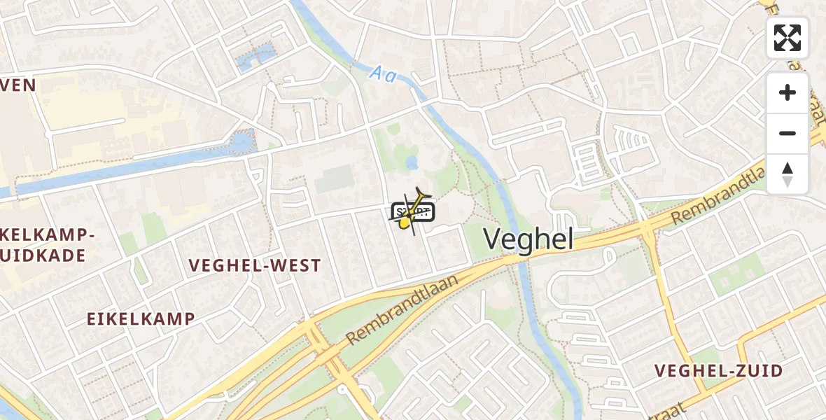 Routekaart van de vlucht: Lifeliner 3 naar Veghel, Vondelstraat