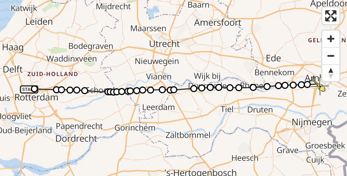 Routekaart van de vlucht: Lifeliner 2 naar Arnhem, Van der Duijn van Maasdamweg