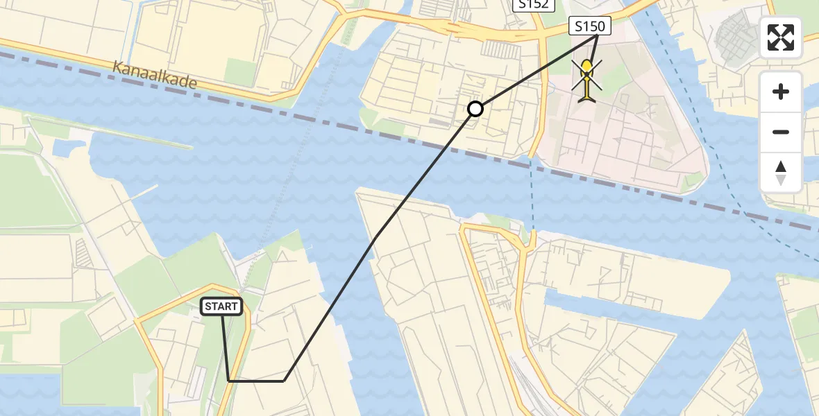 Routekaart van de vlucht: Lifeliner 1 naar Zaandam, Hemweg