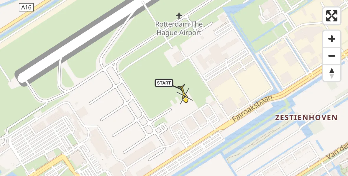 Routekaart van de vlucht: Politiehelikopter naar Rotterdam The Hague Airport, Brandenburgbaan