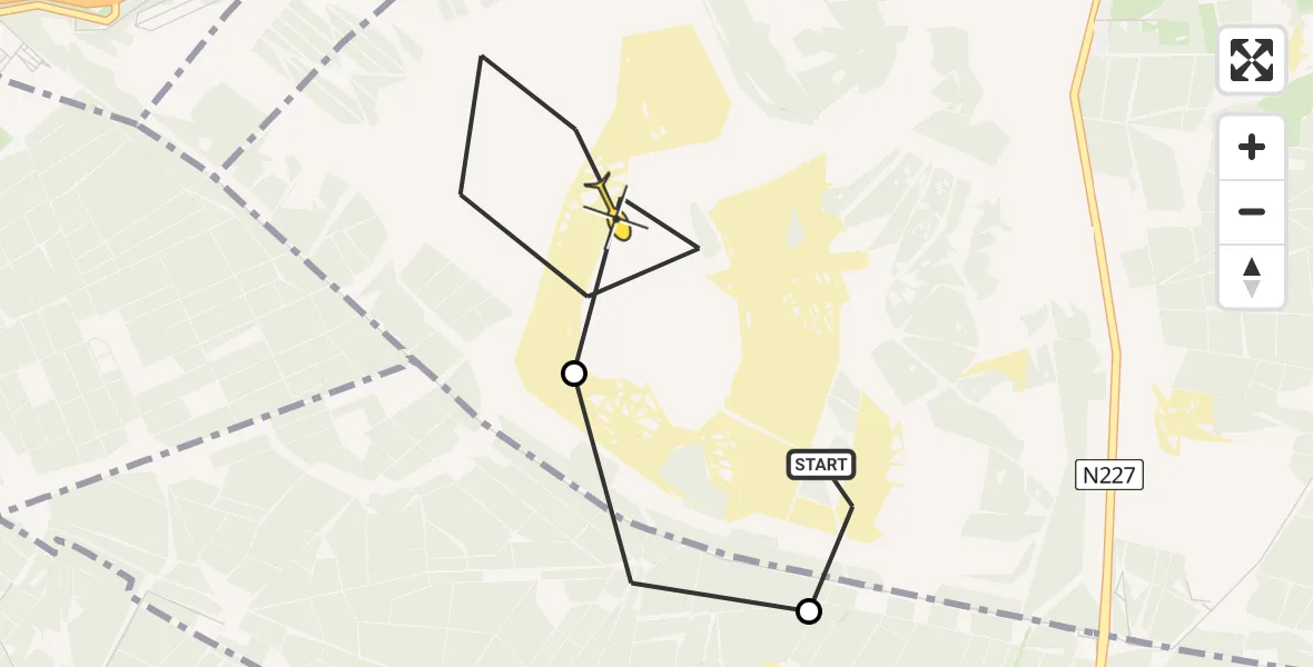 Routekaart van de vlucht: Politieheli naar Leusden, Treekerweg