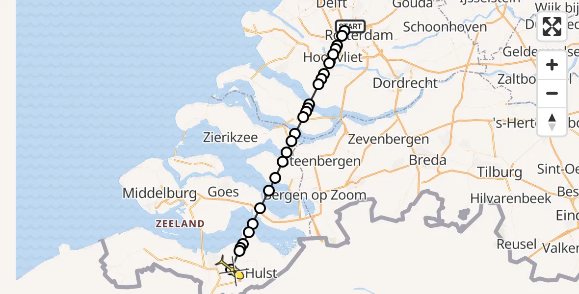 Routekaart van de vlucht: Lifeliner 2 naar Axel, Vliegveldweg