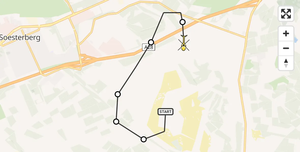 Routekaart van de vlucht: Politieheli naar Leusden, Nationaal Park De Utrechtse Heuvelrug