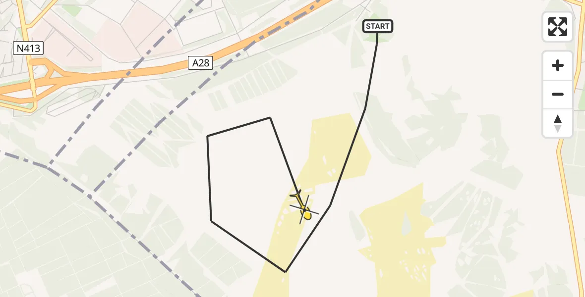 Routekaart van de vlucht: Politiehelikopter naar Leusden, Kolonel H.L. van Royenweg