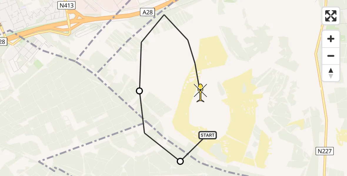Routekaart van de vlucht: Politiehelikopter naar Leusden, Darrenweg