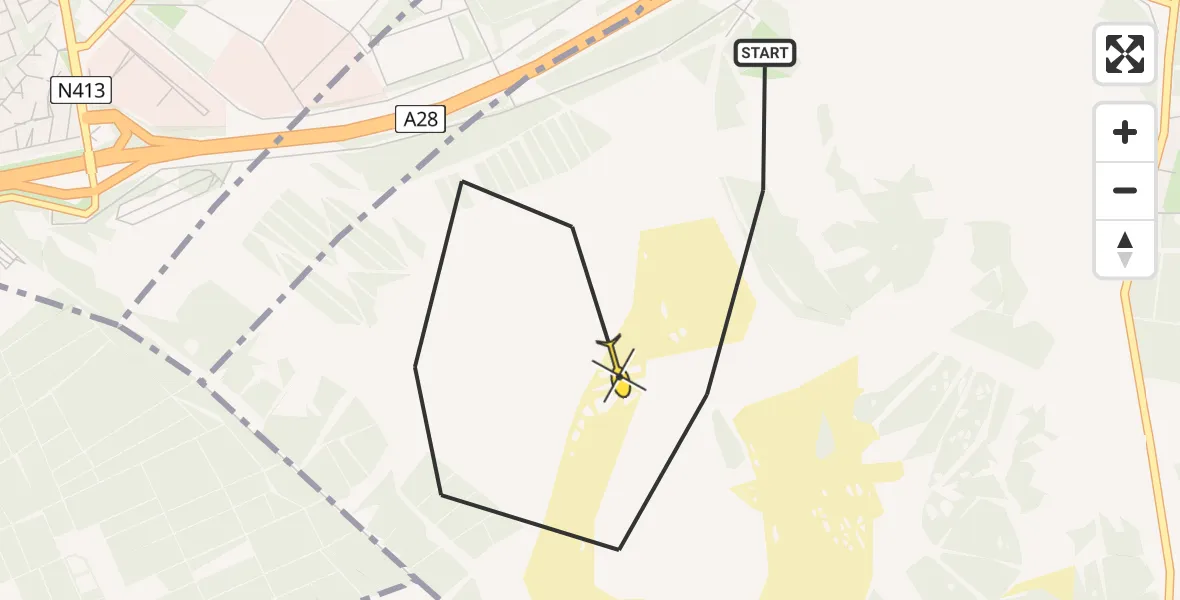 Routekaart van de vlucht: Politiehelikopter naar Leusden, Kolonel H.L. van Royenweg