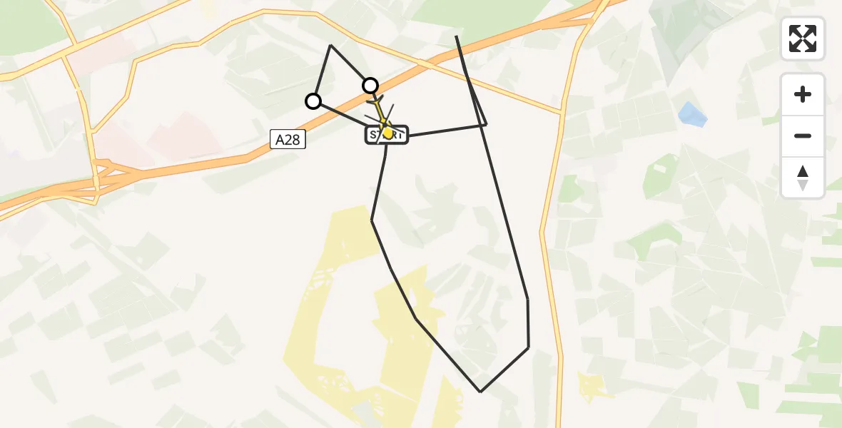 Routekaart van de vlucht: Politiehelikopter naar Leusden, Genschauloods