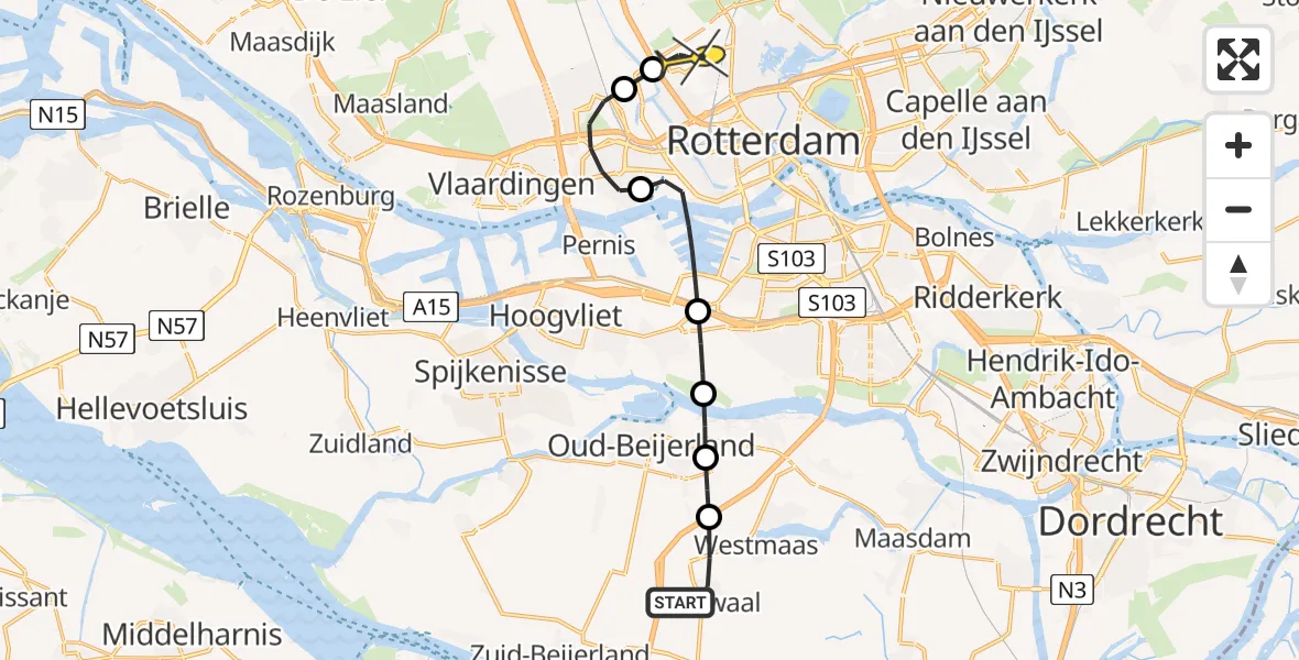 Routekaart van de vlucht: Lifeliner 2 naar Rotterdam The Hague Airport, Margrietstraat