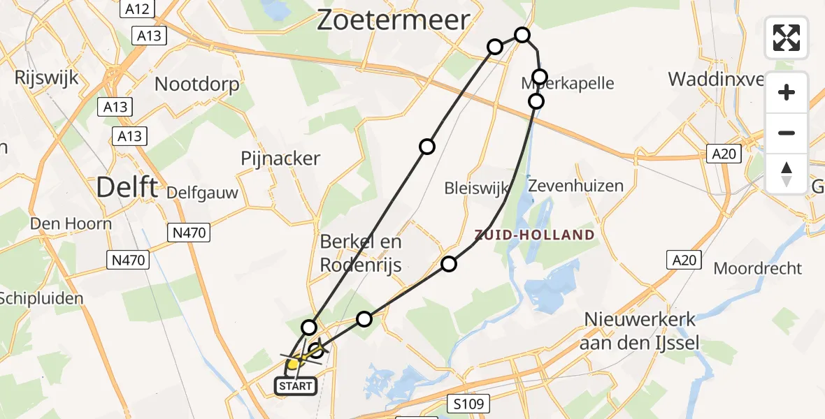 Routekaart van de vlucht: Lifeliner 2 naar Rotterdam The Hague Airport, Oude Bovendijk