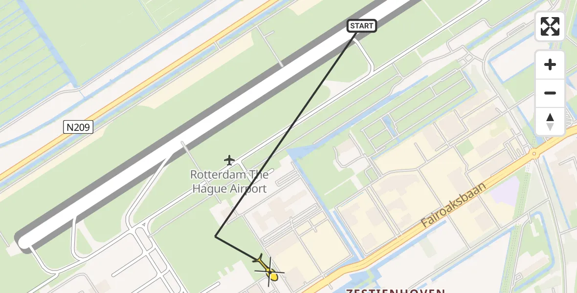 Routekaart van de vlucht: Lifeliner 2 naar Rotterdam The Hague Airport, Brandenburgbaan