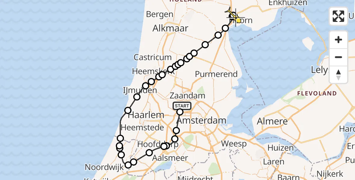 Routekaart van de vlucht: Lifeliner 1 naar Zwaag, Westpoort