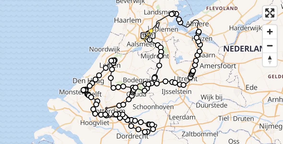 Routekaart van de vlucht: Politieheli naar Schiphol, Westerkimweg