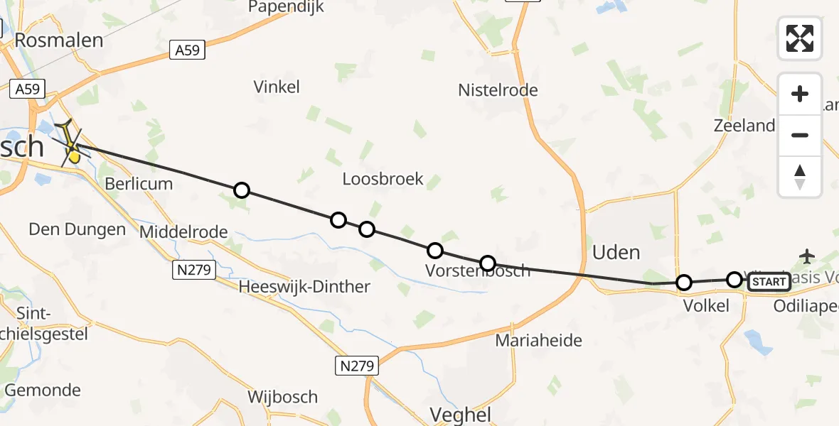 Routekaart van de vlucht: Lifeliner 3 naar Den Dungen, Venstraat