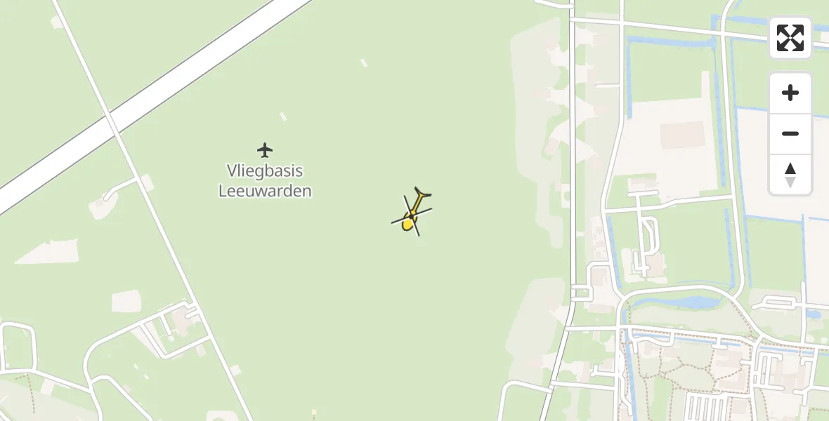 Vluchtroute Ambulancehelikopter van Vliegbasis Leeuwarden naar Vliegbasis Leeuwarden