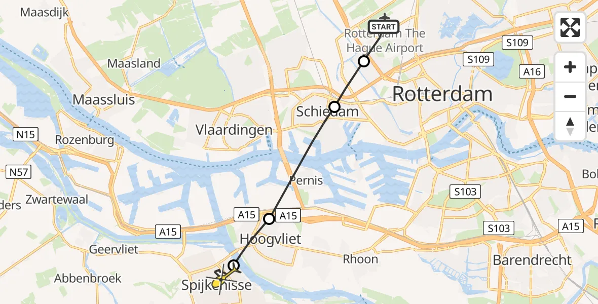 Routekaart van de vlucht: Lifeliner 2 naar Spijkenisse, Rosarium