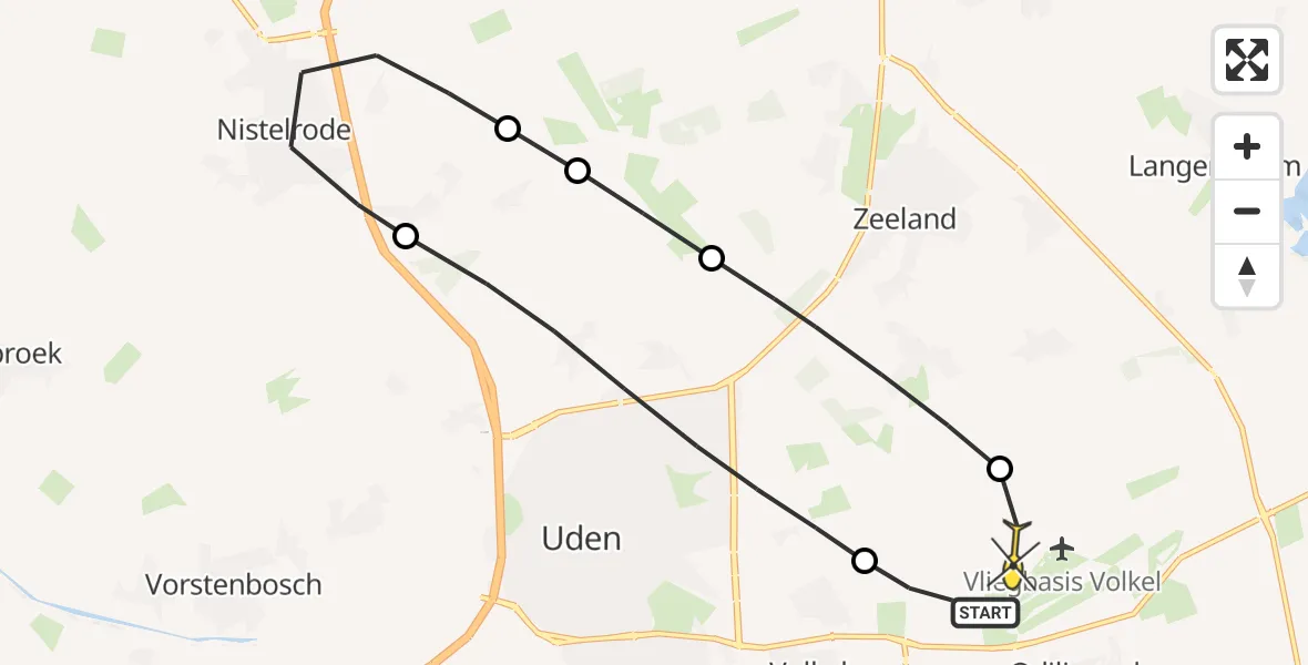 Routekaart van de vlucht: Lifeliner 3 naar Vliegbasis Volkel, Vliegeniersstraat