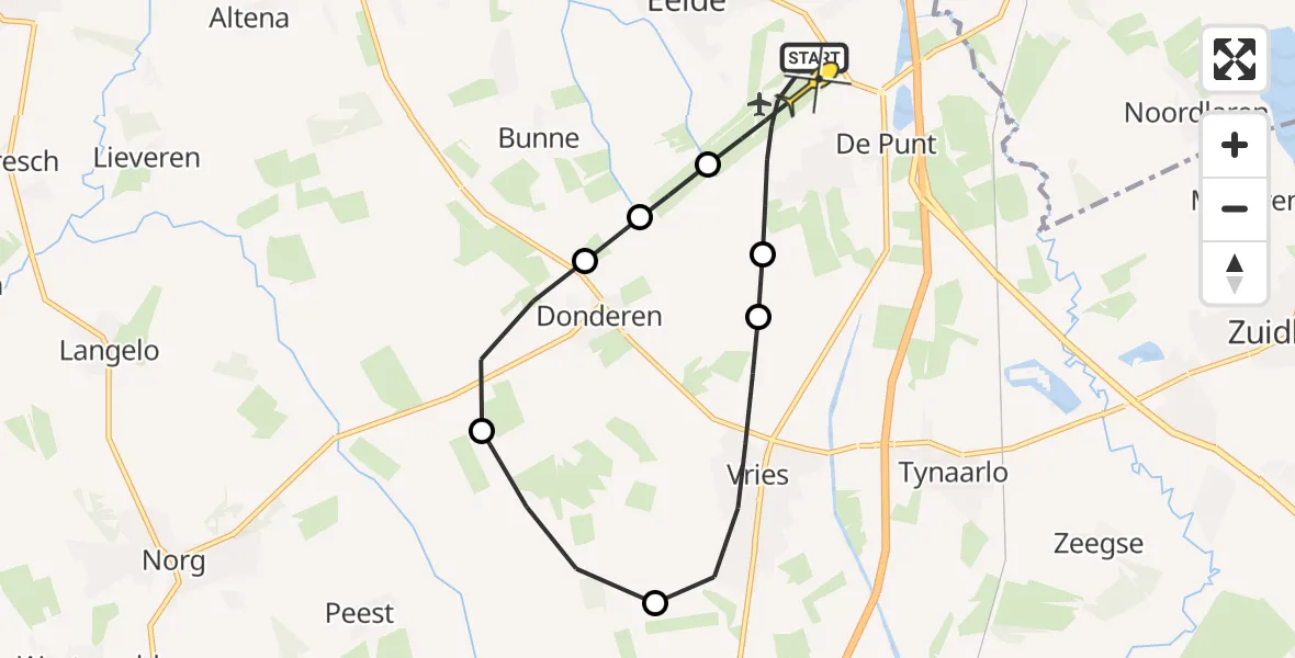 Routekaart van de vlucht: Lifeliner 4 naar Groningen Airport Eelde, Moespot