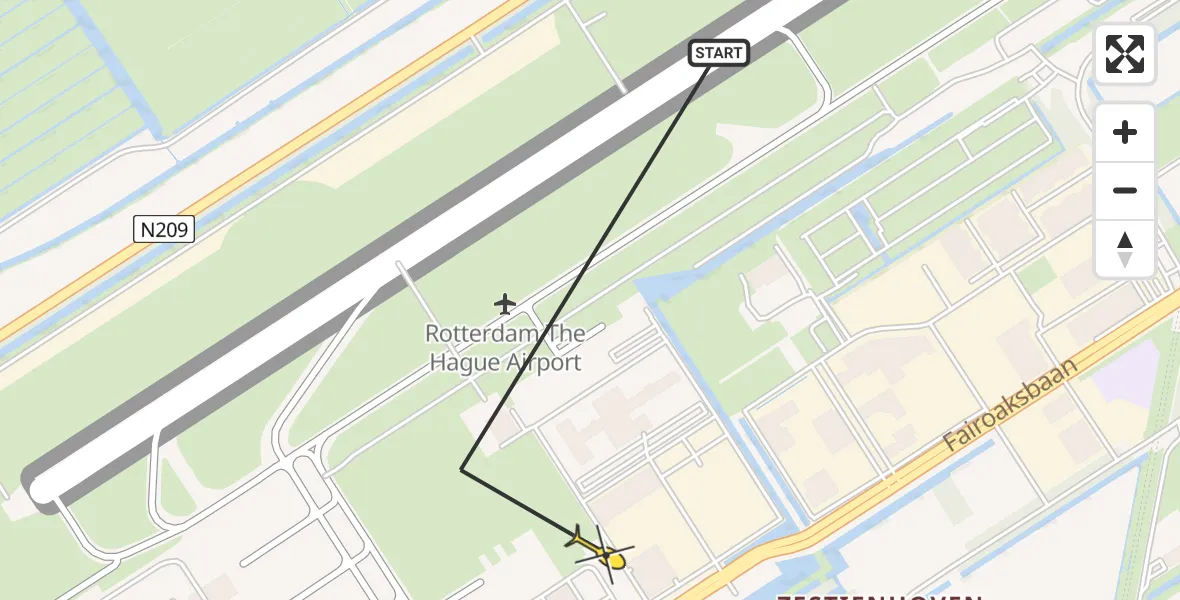 Routekaart van de vlucht: Lifeliner 2 naar Rotterdam The Hague Airport, Brandenburgbaan