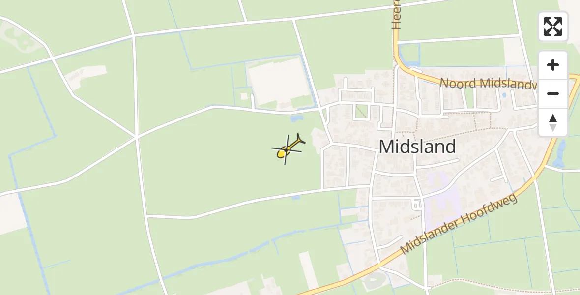 Routekaart van de vlucht: Ambulancehelikopter naar Midsland