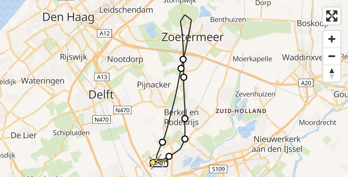 Routekaart van de vlucht: Lifeliner 2 naar Rotterdam The Hague Airport, Middelweg