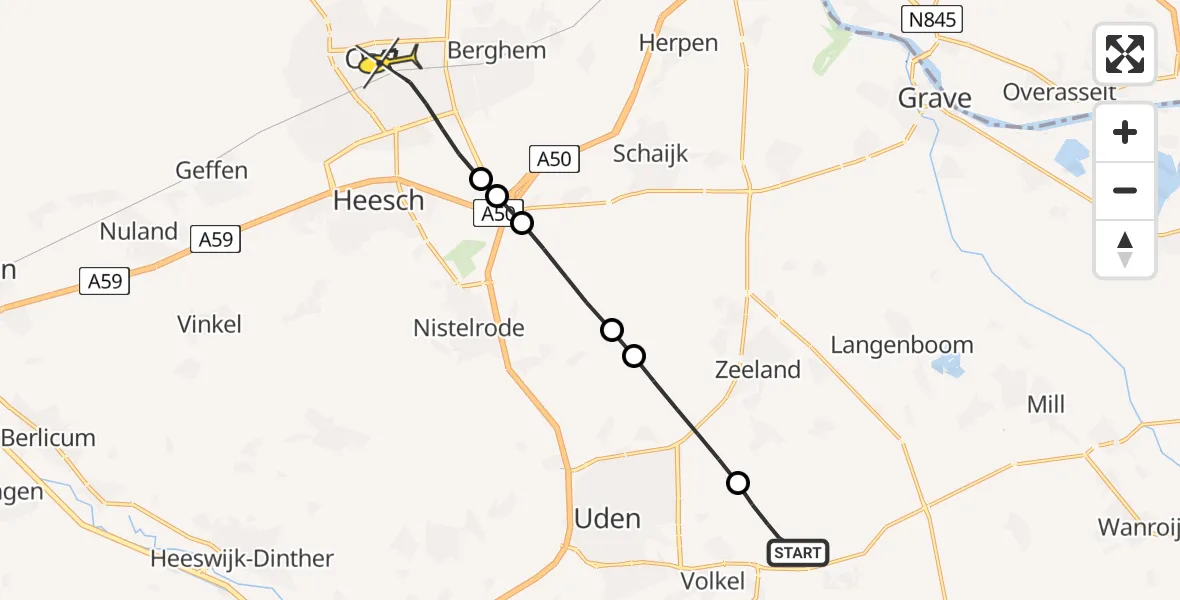 Routekaart van de vlucht: Lifeliner 3 naar Oss, Schering