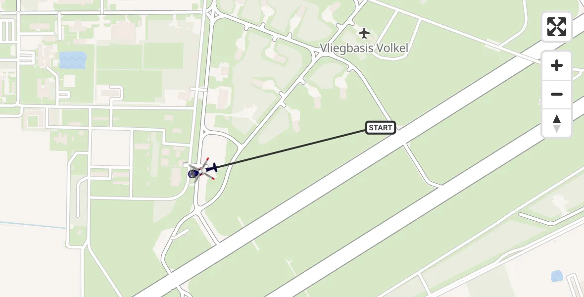 Vluchtroute Politiehelikopter van Vliegbasis Volkel naar Vliegbasis Volkel