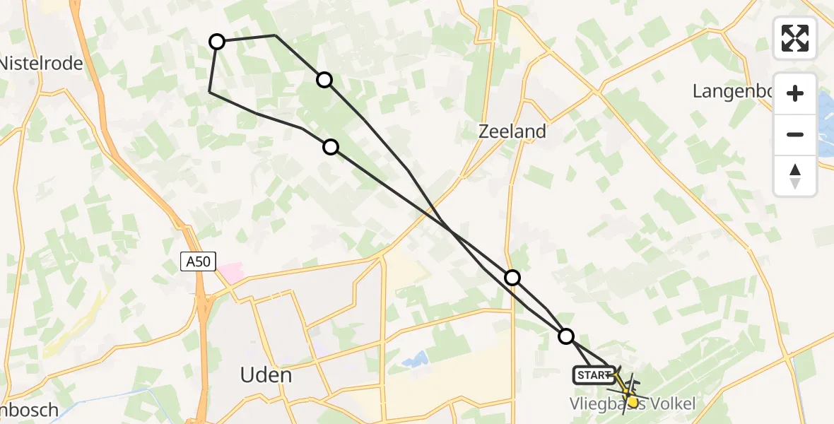 Routekaart van de vlucht: Lifeliner 3 naar Vliegbasis Volkel, Millsebaan