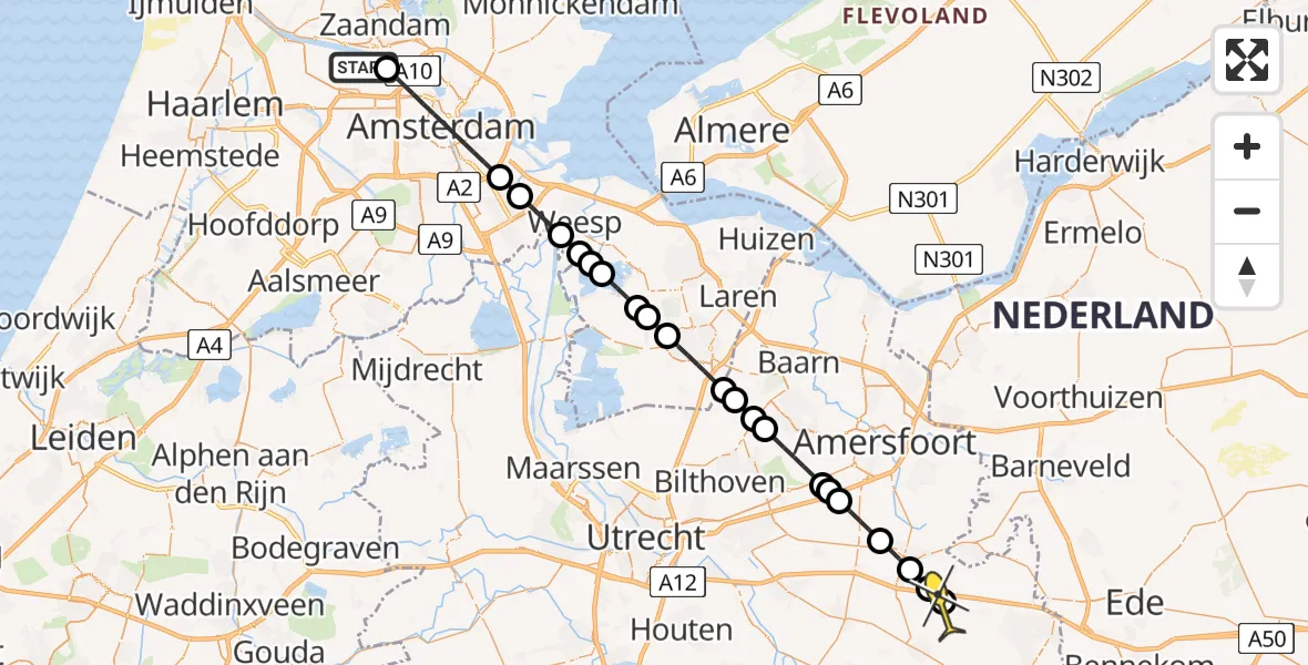 Routekaart van de vlucht: Lifeliner 1 naar Leersum, Hemweg