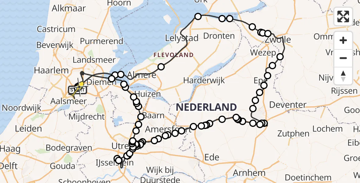 Routekaart van de vlucht: Politieheli naar Schiphol, Loevesteinse Randweg