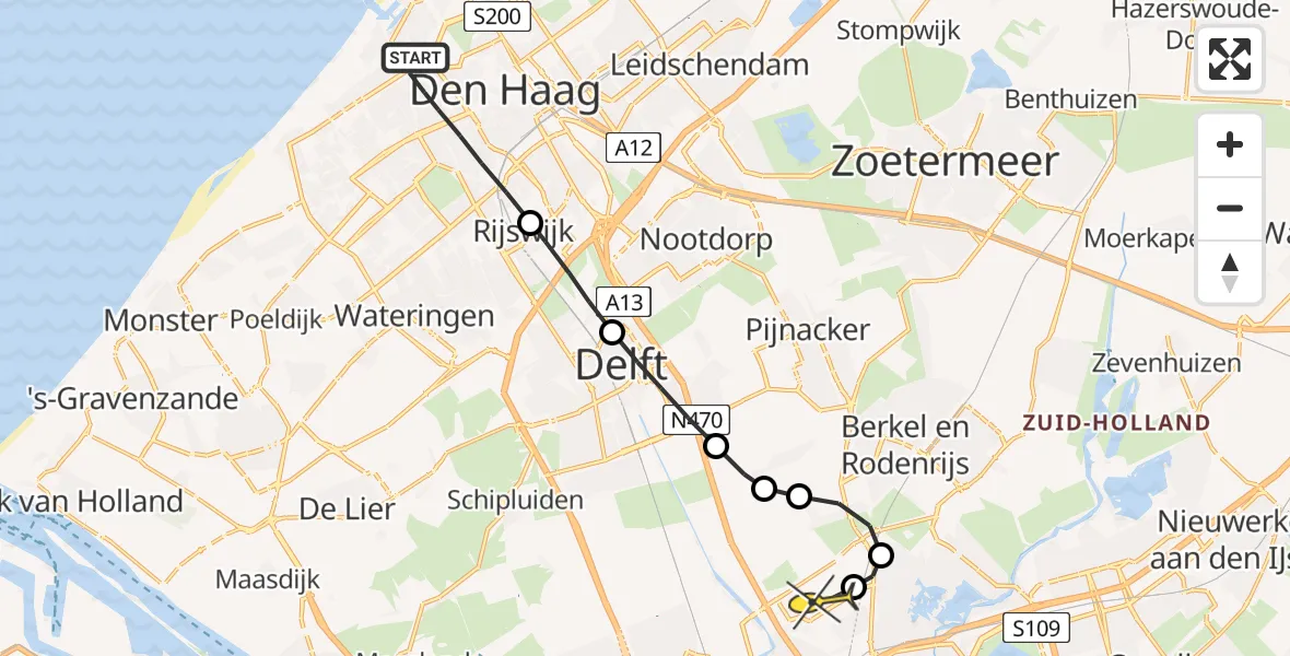 Routekaart van de vlucht: Lifeliner 2 naar Rotterdam The Hague Airport, Laan van Meerdervoort