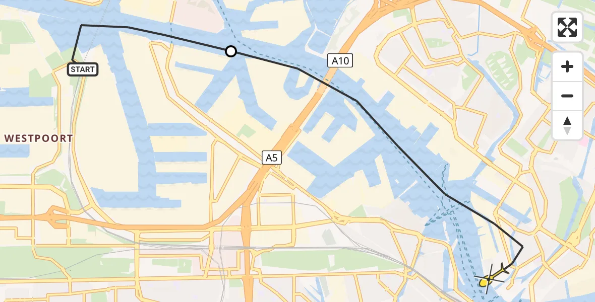 Routekaart van de vlucht: Lifeliner 1 naar Amsterdam, Hemweg