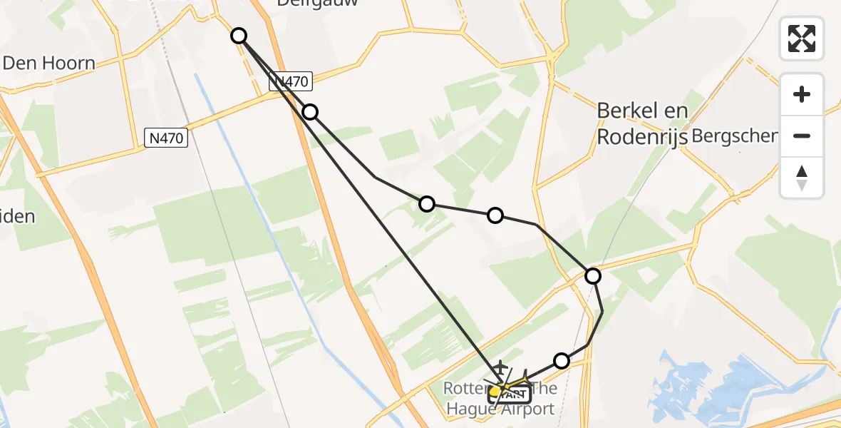 Routekaart van de vlucht: Lifeliner 2 naar Rotterdam The Hague Airport, Laan van Ruyven