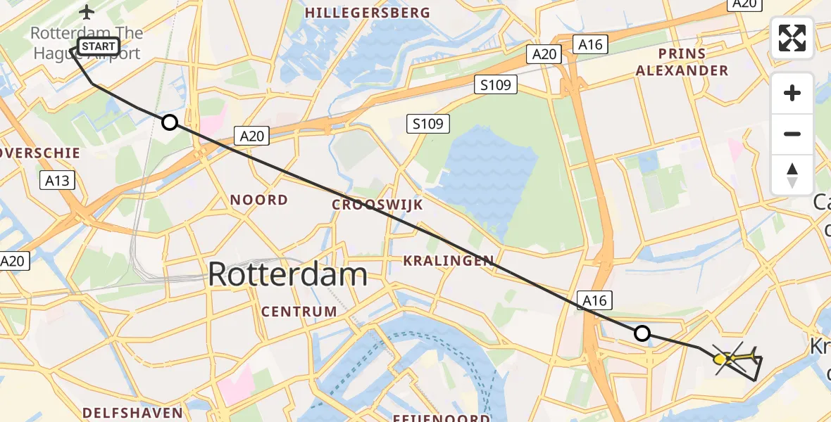 Routekaart van de vlucht: Lifeliner 2 naar Capelle aan den IJssel, Blaeustraat