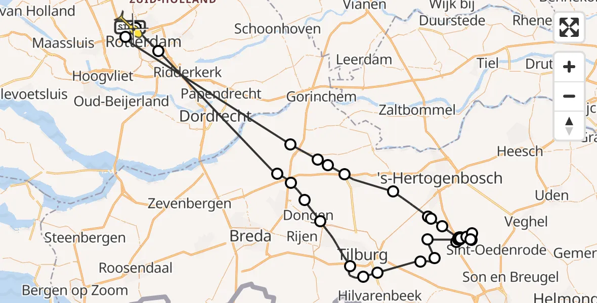 Routekaart van de vlucht: Politieheli naar Rotterdam The Hague Airport, Vliegveldweg