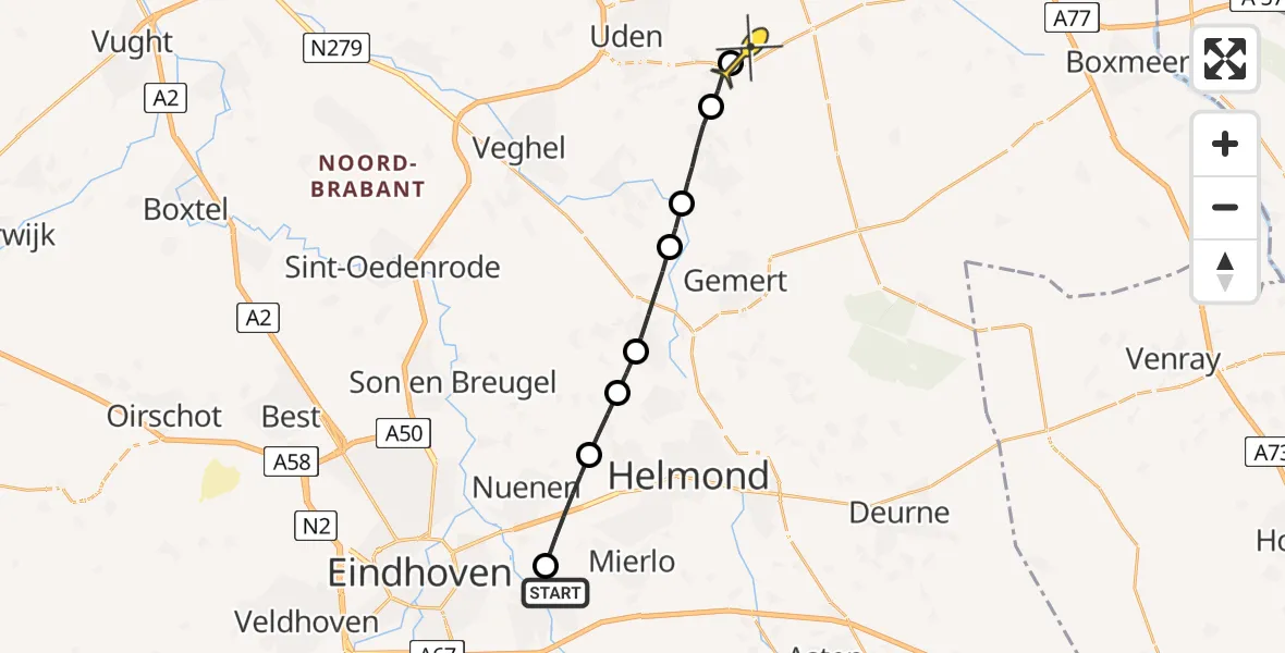 Routekaart van de vlucht: Lifeliner 3 naar Vliegbasis Volkel, Spaarpot