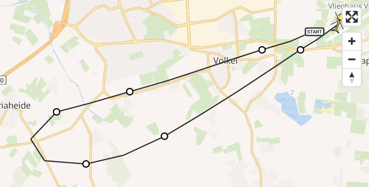 Routekaart van de vlucht: Lifeliner 3 naar Vliegbasis Volkel, Lagenheuvelstraat