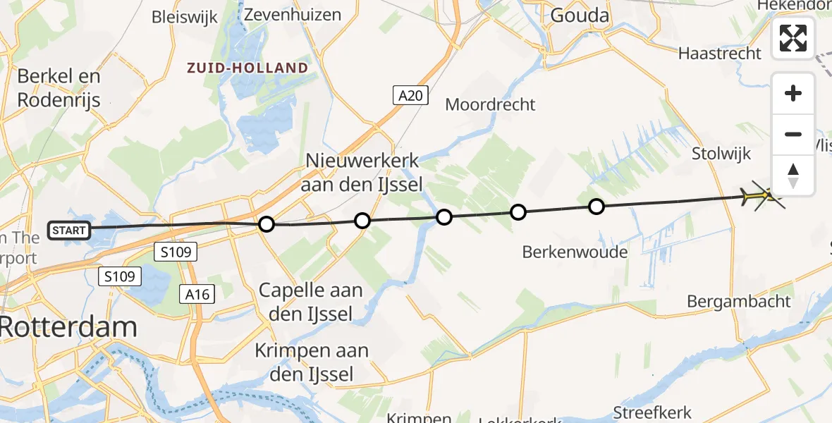 Routekaart van de vlucht: Lifeliner 2 naar Stolwijk, Prinsemolenpad