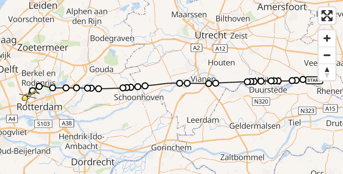 Routekaart van de vlucht: Lifeliner 2 naar Rotterdam The Hague Airport, Vissersweg