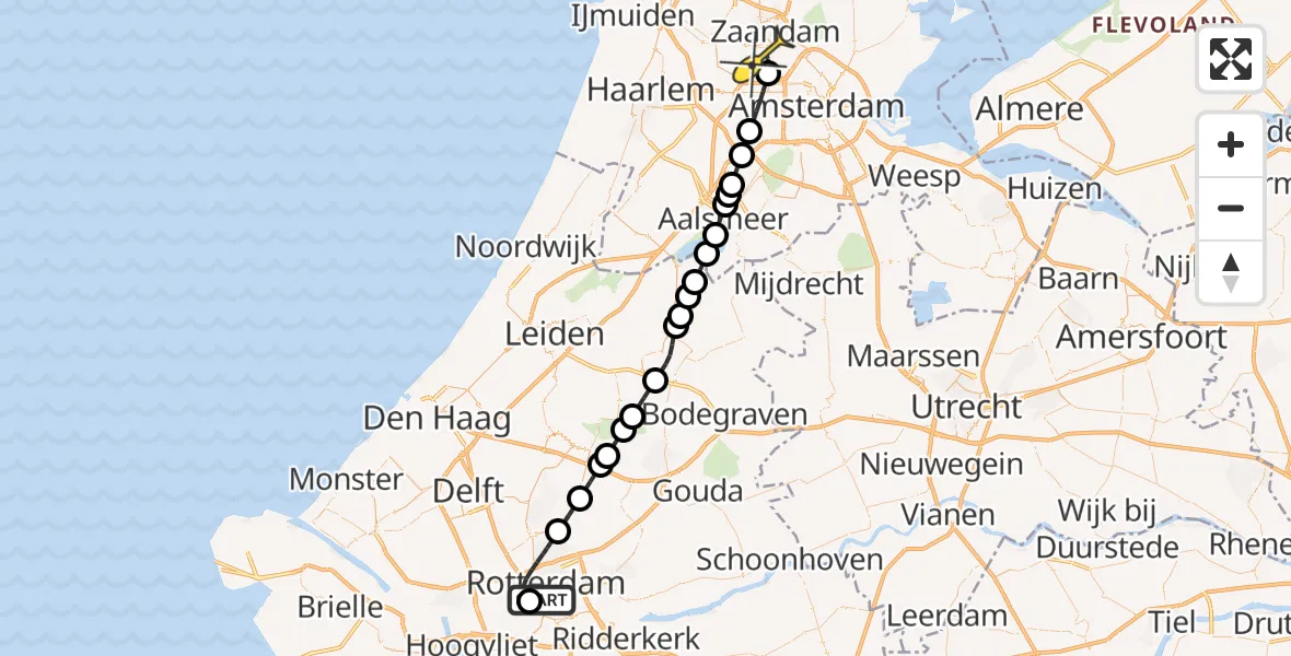 Routekaart van de vlucht: Lifeliner 1 naar Amsterdam Heliport, Havenstraat